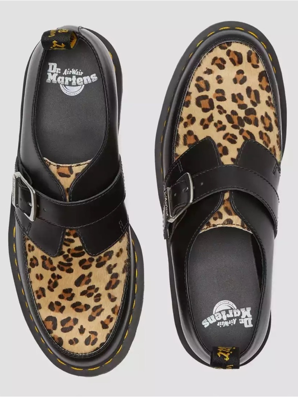 Dr. Martens Ramsey Leopard Print Monk Shoe in Black & Leopard - Picture 2 of 2